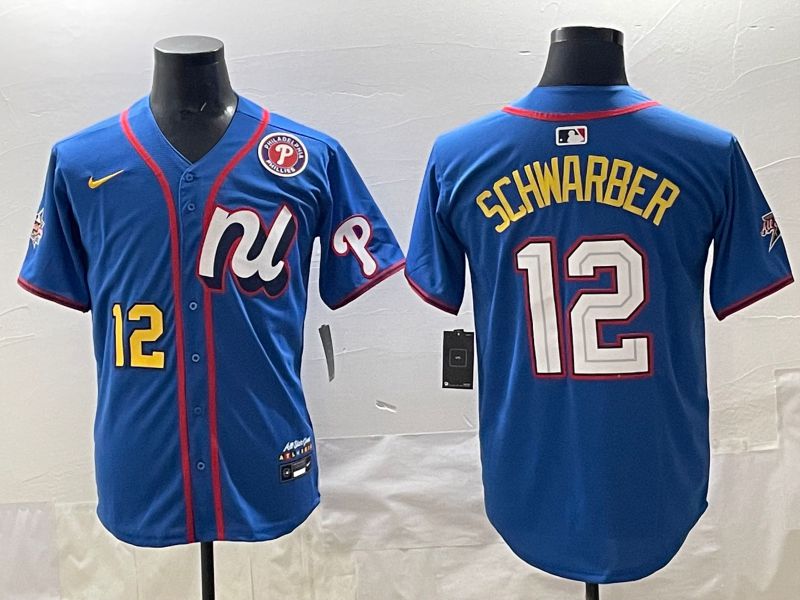 Men 2025 Philadelphia Phillies #12 Schwarber Blue All star Nike MLB Jersey style 05->women mlb jersey->Women Jersey